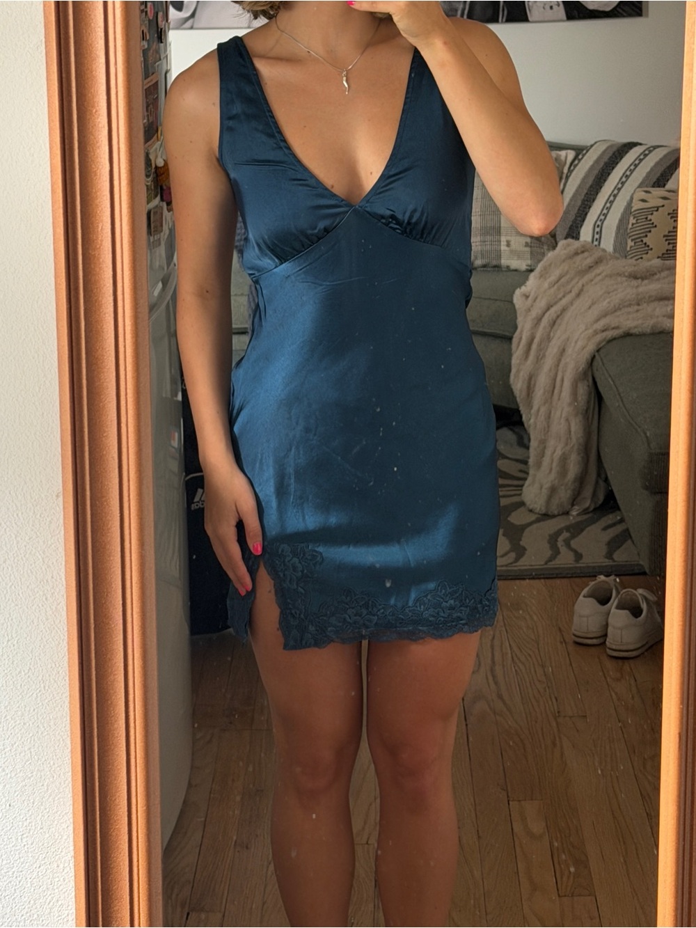 Princess Polly Teal Blue V-Neck Slip Top